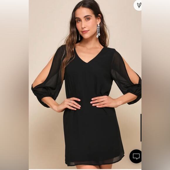 Lulu's shifting dears black dress cold shoulder size small (36) - Picture 1 of 9